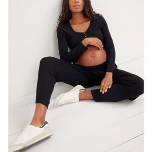 Hatch 'The Softest Rib Over/Under' Lounge Black Pant Size 1